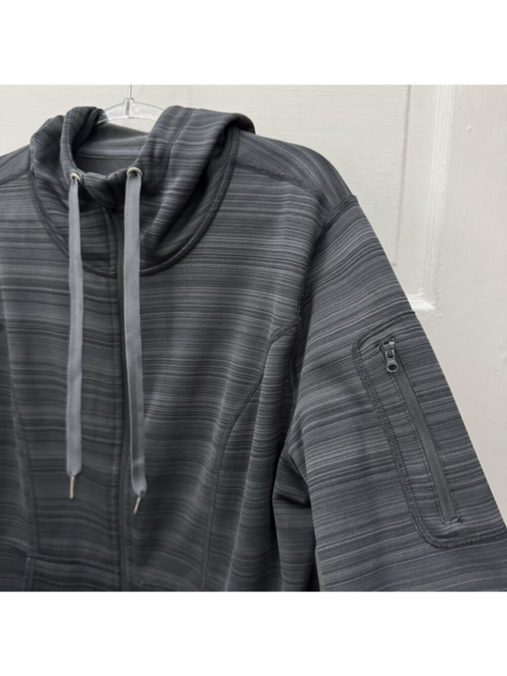 Xersion Womens L Charcoal Space Dye Full Zip Hoodie Thumbholes Arm Pocket - Picture 4 of 10